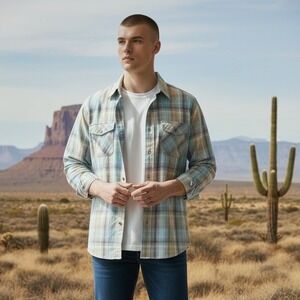 Zoo York XL Plaid‎ Button Up Shirt Normcore Workwear Utility Cotton Cowboy